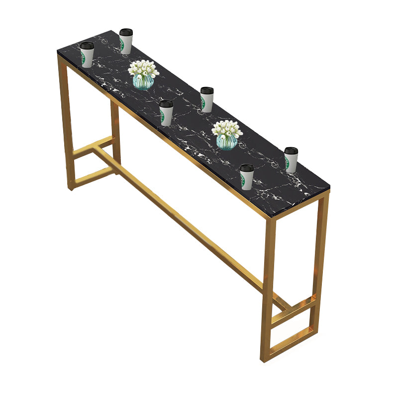 Glam Style Bar Height Table Faux Marble Top Bistro Table with Gold Base