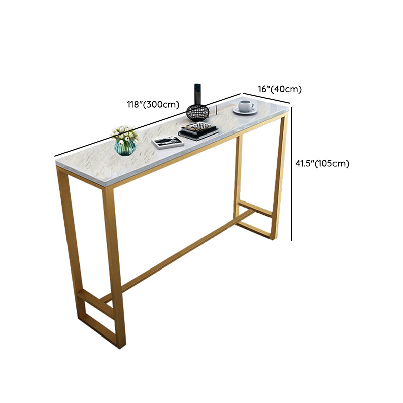 Glam Style Bar Height Table Faux Marble Top Bistro Table with Gold Base