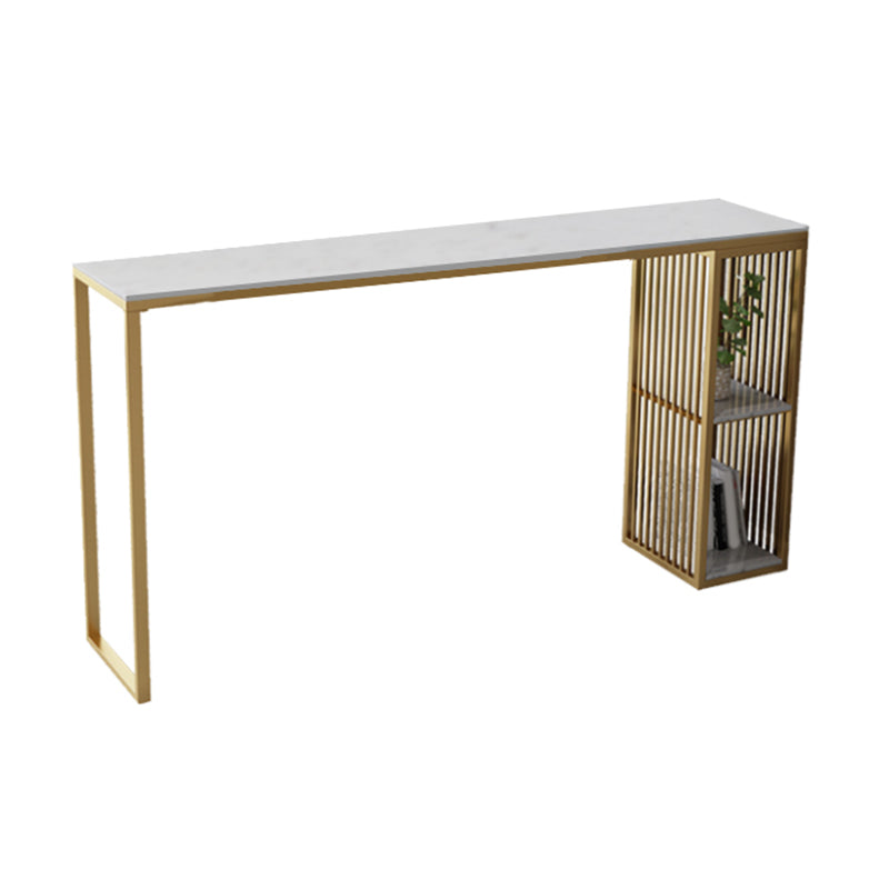 Faux Marble Bistro Bar Table Modern Rectangle Bar Table with Storage