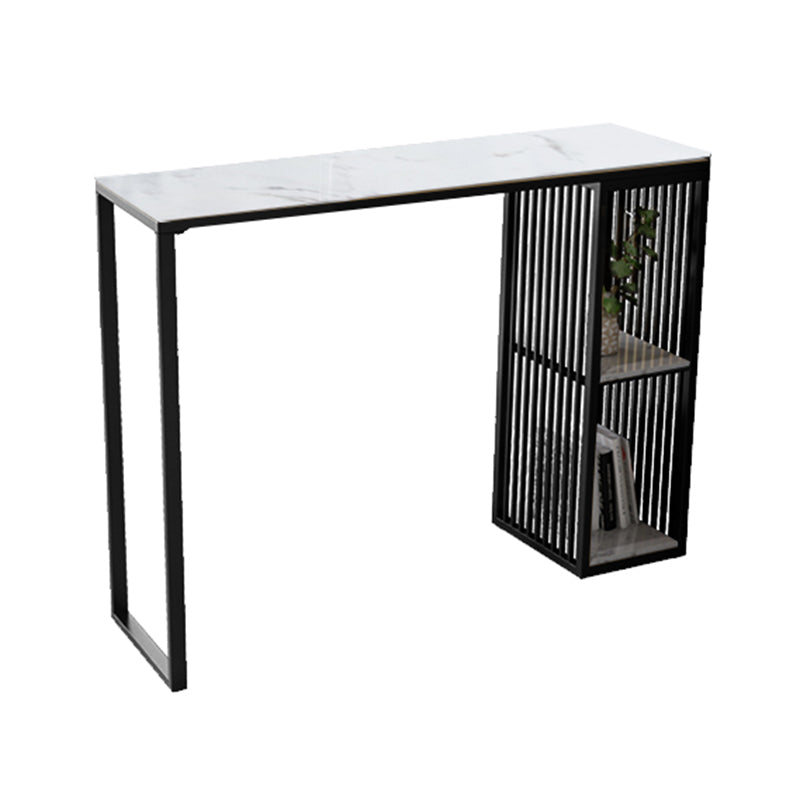 Faux Marble Bistro Bar Table Modern Rectangle Bar Table with Storage