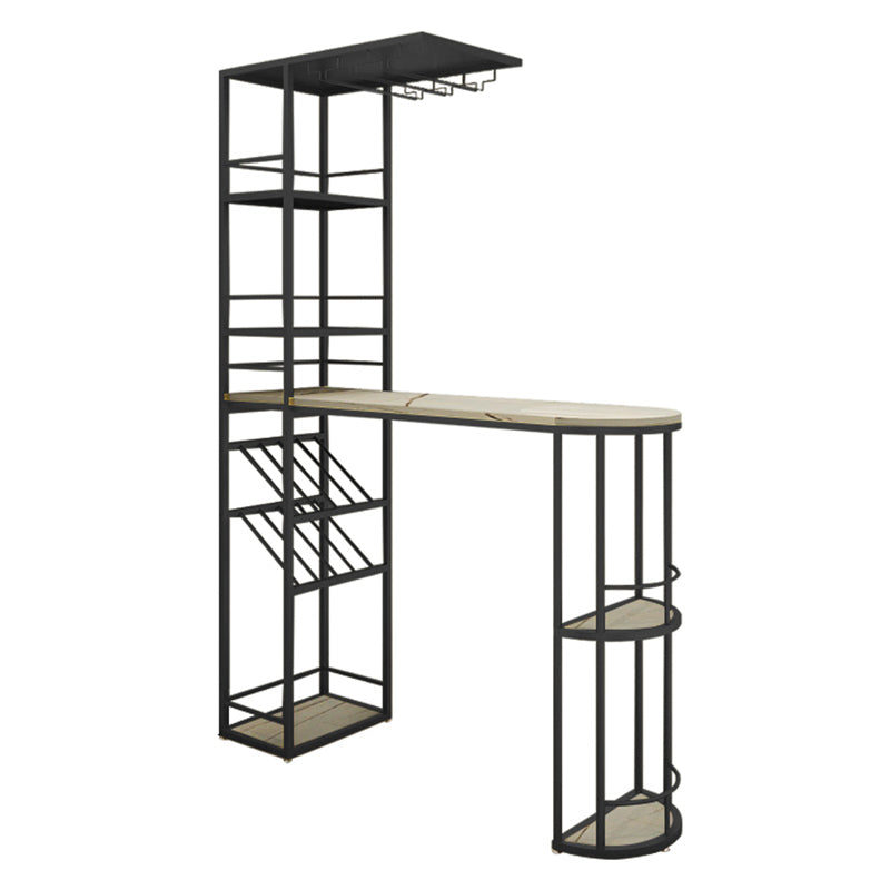 Modern Stone Bar Table Double Pedestal Bar Desk with Storage Shelf