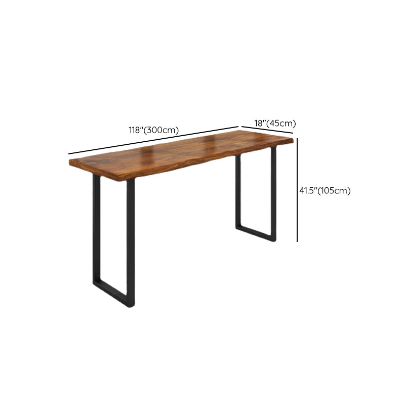 Industrial Style Rectangle Bar Table Solid Wood Bistro Bar Desk with Sled Base