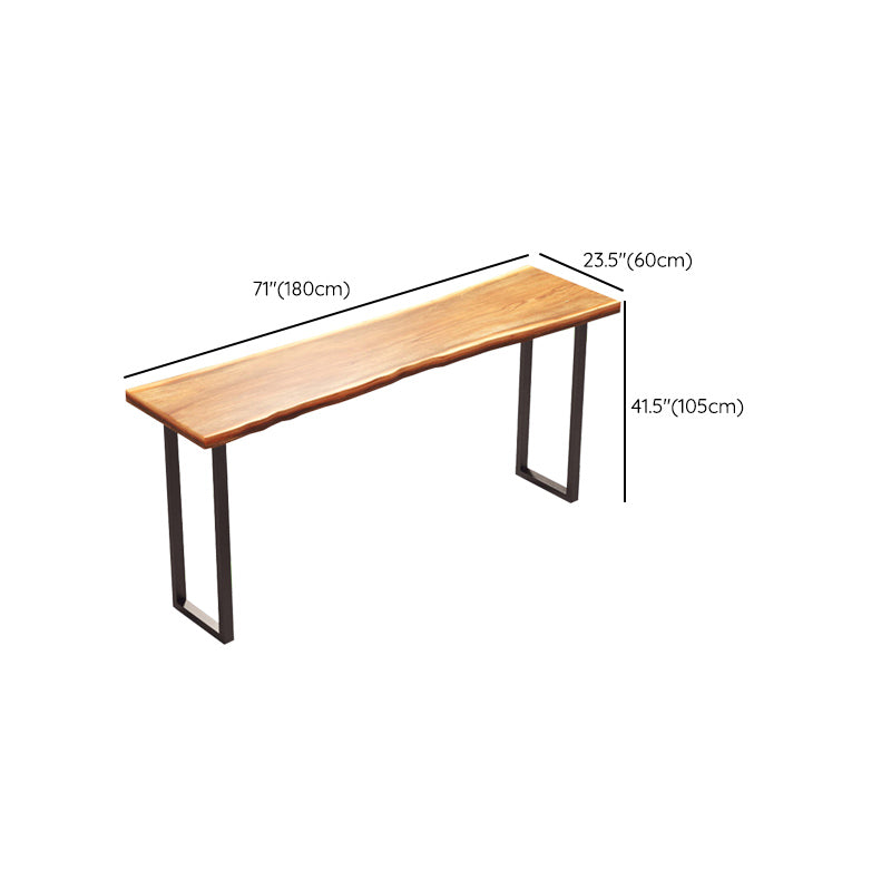 Industrial Rectangle Bar Table Solid Wood Bistro Bar Desk with Sled Base