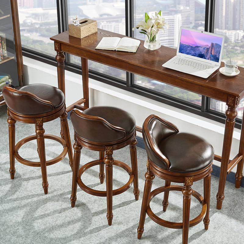 Modern Style Rectangle Bar Table Brown Solid Wood Fixed Bar Wine Table for Home