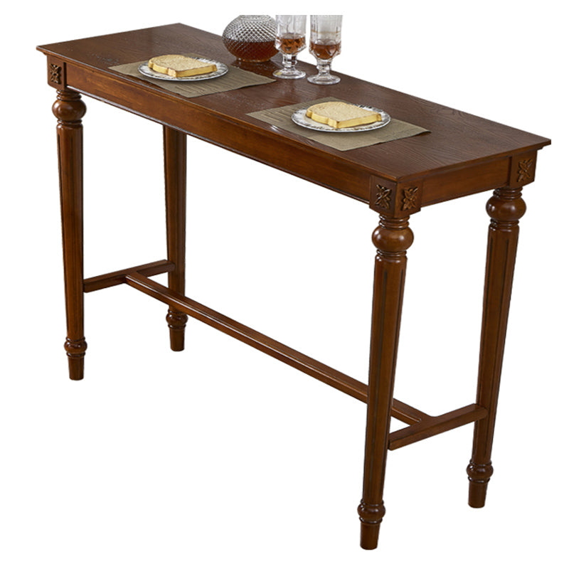 Modern Style Rectangle Bar Table Brown Solid Wood Fixed Bar Wine Table for Home