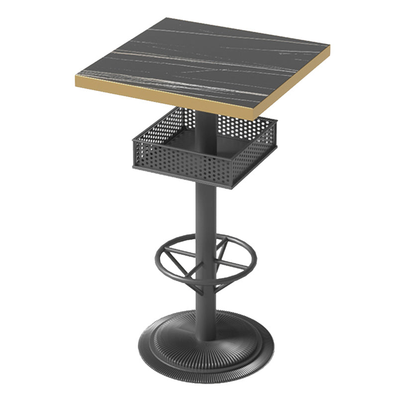 Industrial Style Black Bar Table Living Room Bistro Bar Desk with Storage