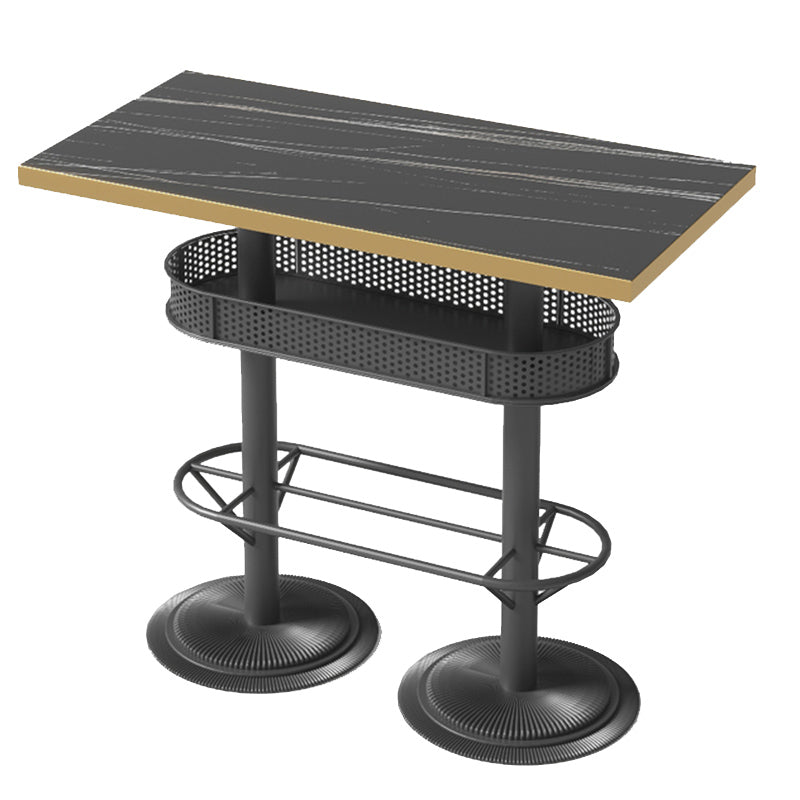 Industrial Style Black Bar Table Living Room Bistro Bar Desk with Storage