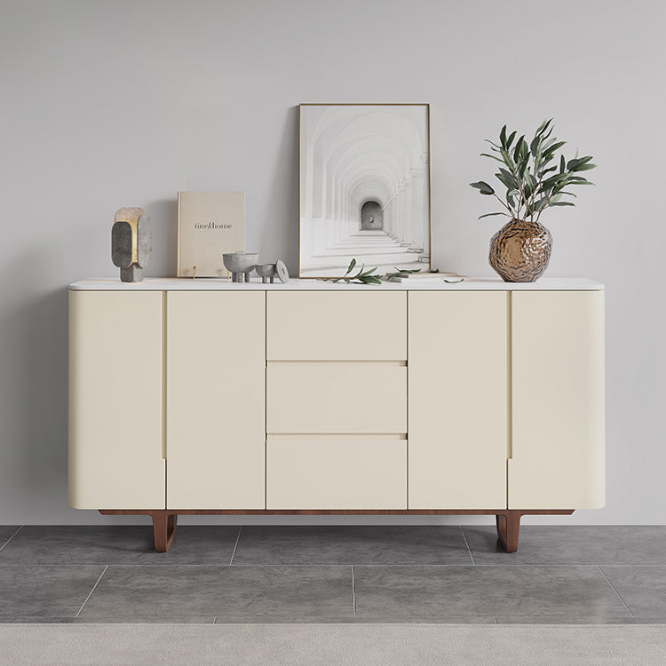 Stone Credenza Contemporary Style Sideboard with Cabinets and Drawers