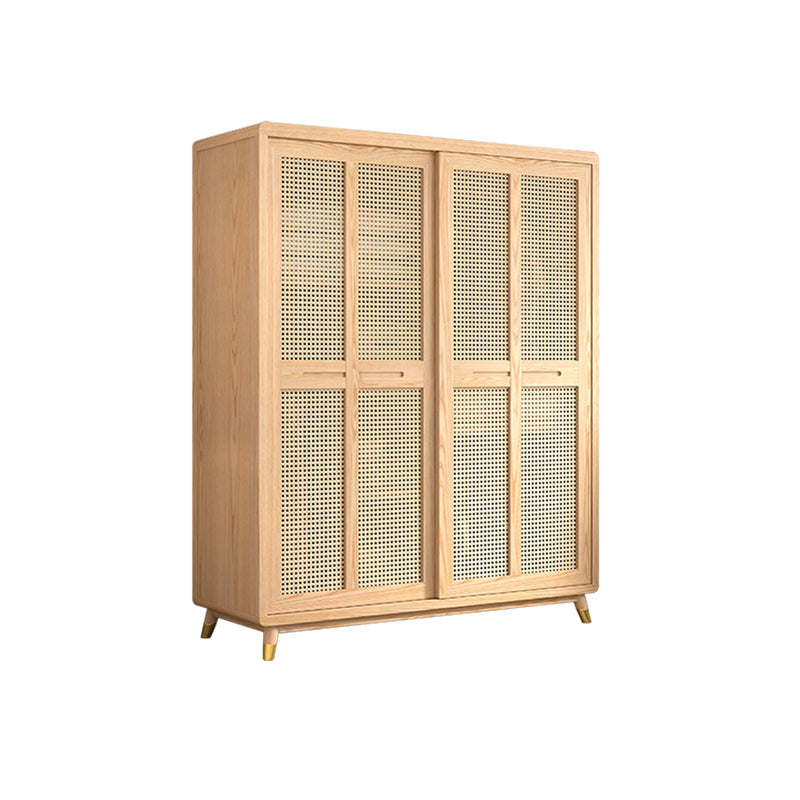 Modern Solid Wood Frame Wardrobe Freestanding Sliding Doors with Legs
