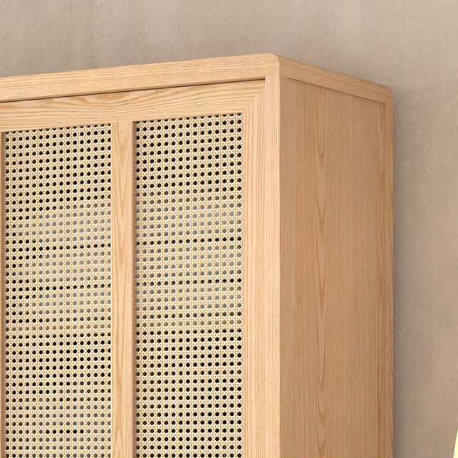 Modern Solid Wood Frame Wardrobe Freestanding Sliding Doors with Legs