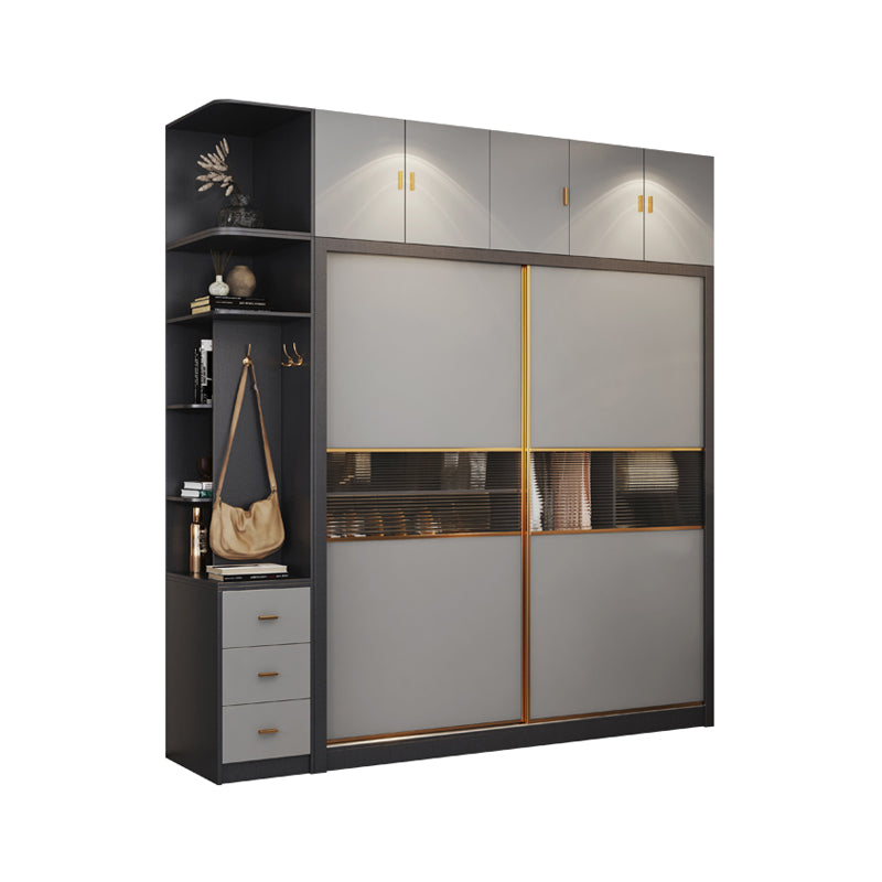 Modern Wood Freestanding Wardrobe Soft Close Drawer and Doors Wardrobe