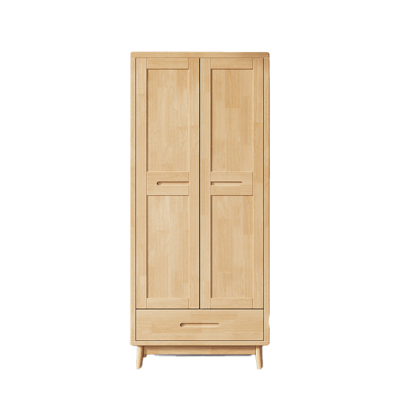 Modern Rubberwood Solid Wood Wardrobe Freestanding Wardrobe with Drawer