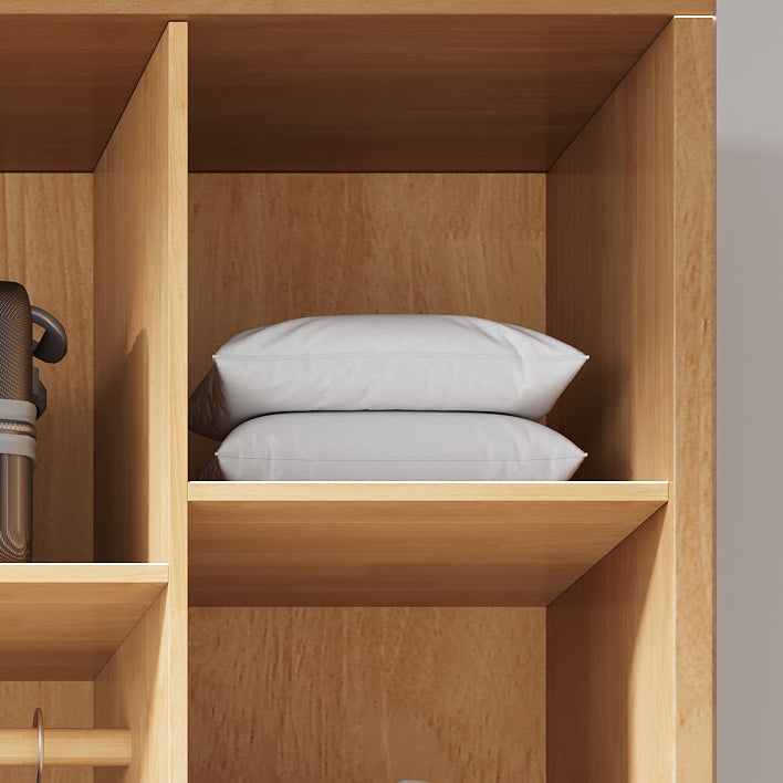 Modern Rubberwood Solid Wood Wardrobe Freestanding Wardrobe with Drawer