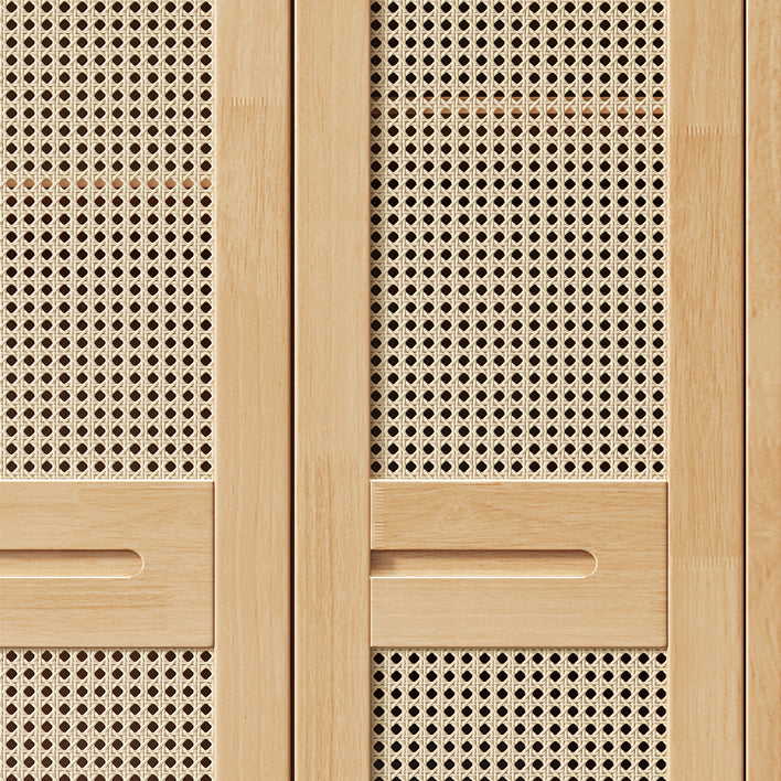 Modern Rubberwood Solid Wood Wardrobe Freestanding Wardrobe with Drawer