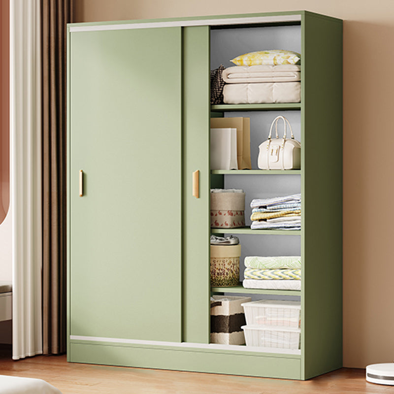 Contemporary Freestanding Wardrobe Armoire Wood Sliding Doors Wardrobe