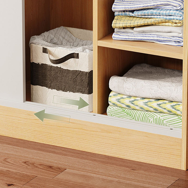 Contemporary Freestanding Wardrobe Armoire Wood Sliding Doors Wardrobe