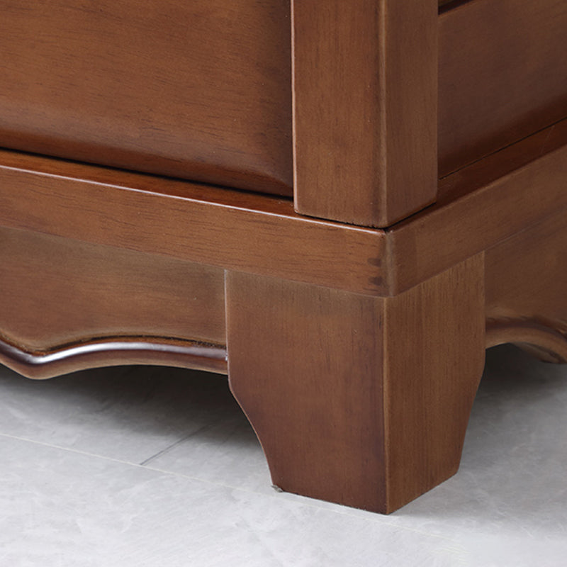 Rubberwood Solid Wood Wardrobe Traditional Freestanding Wardrobe with 2 Drawers