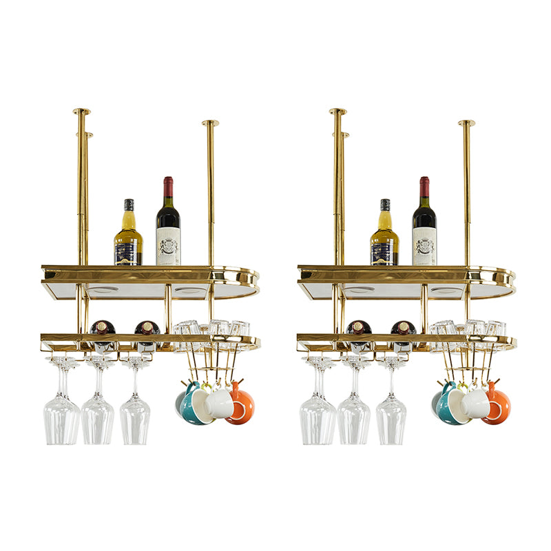 Stainless Steel Wine Rack Modern Style Hanging Wine Rack Holder in Gold