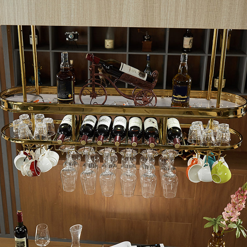 Stainless Steel Wine Rack Modern Style Hanging Wine Rack Holder in Gold