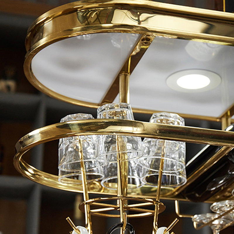 Stainless Steel Wine Rack Modern Style Hanging Wine Rack Holder in Gold