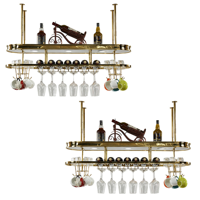 Stainless Steel Wine Rack Modern Style Hanging Wine Rack Holder in Gold