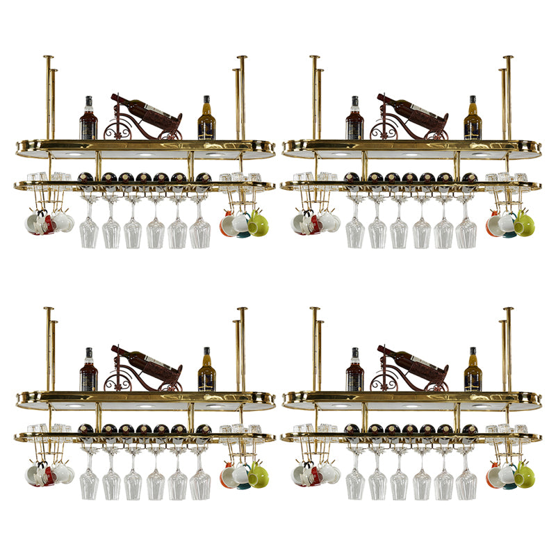 Stainless Steel Wine Rack Modern Style Hanging Wine Rack Holder in Gold