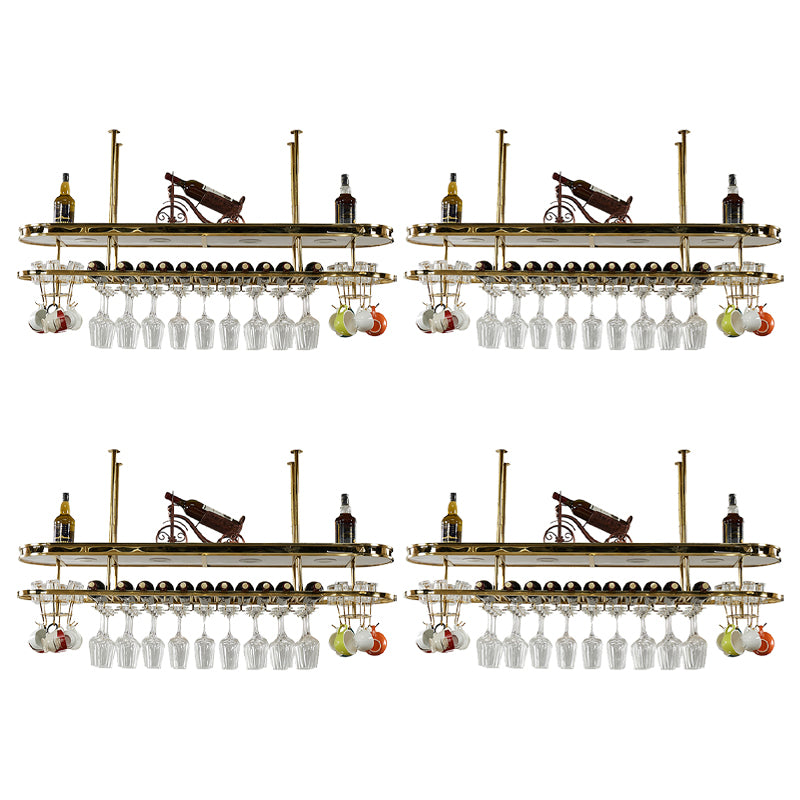 Stainless Steel Wine Rack Modern Style Hanging Wine Rack Holder in Gold