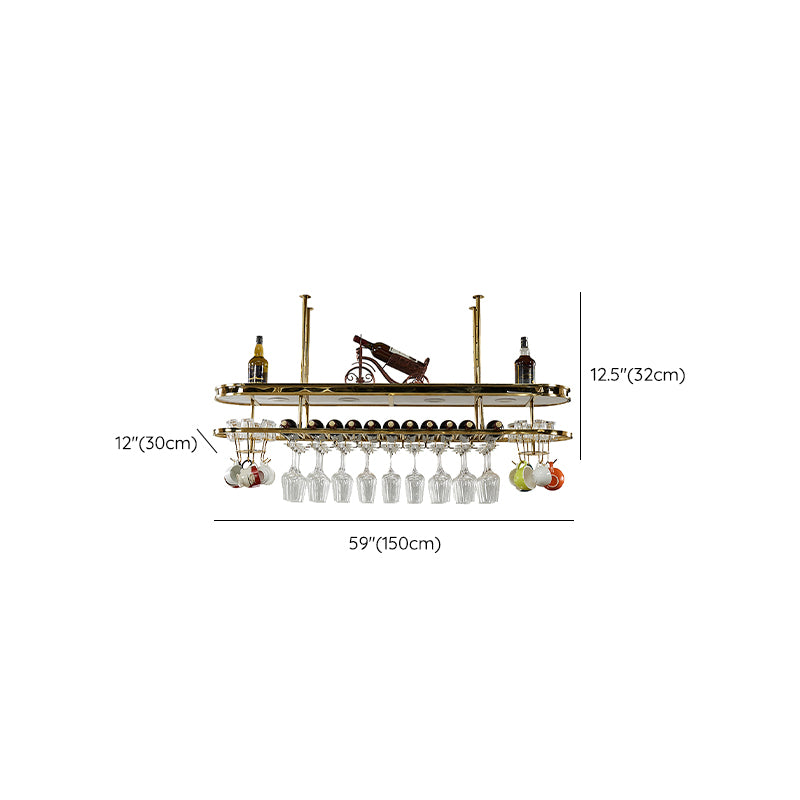 Stainless Steel Wine Rack Modern Style Hanging Wine Rack Holder in Gold