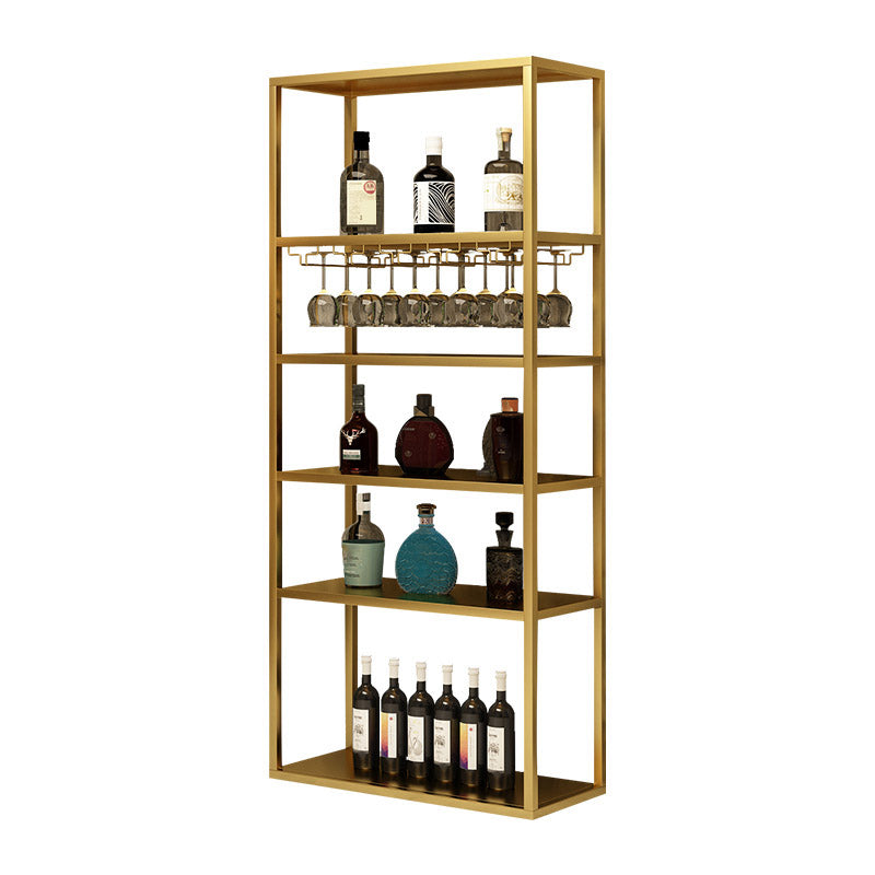 Modern Floor Wine Rack Metal Wine Bottle & Glass Rack for Dining Room
