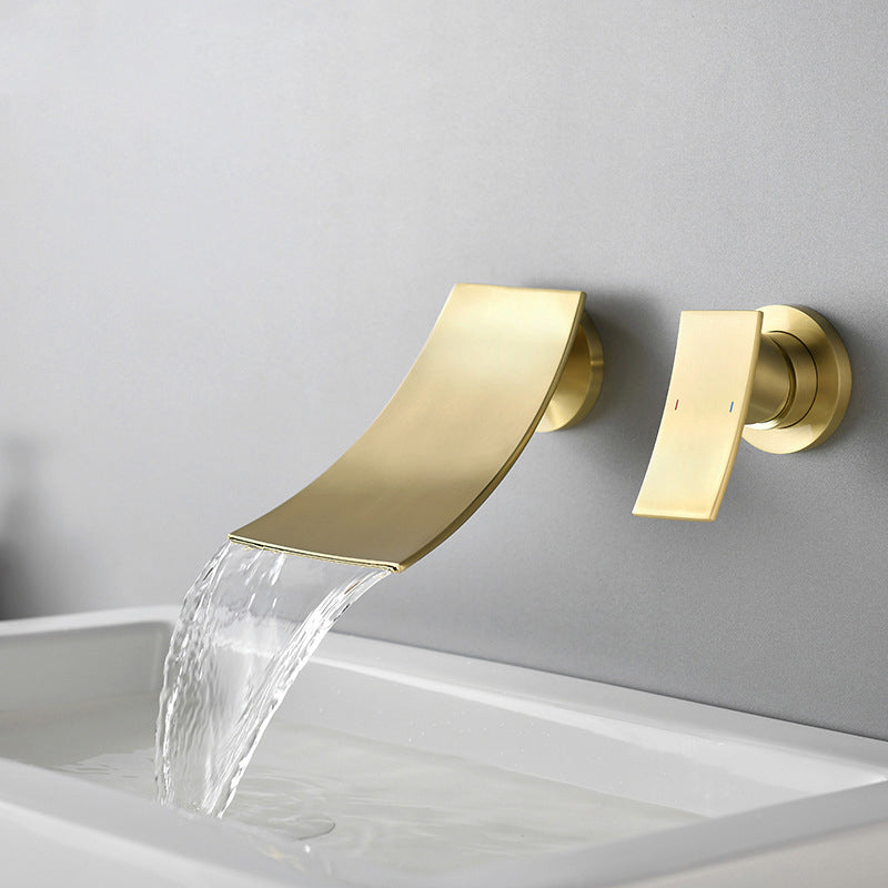 Waterfall Spout Bathroom Faucet Single Handle Wall Mounted Faucet