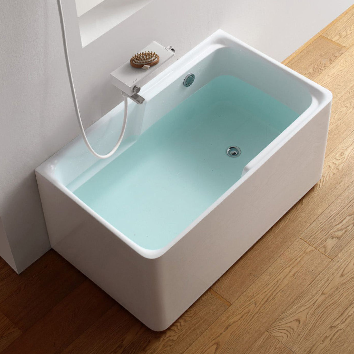 Rectangular Soaking Bathtub Antique Finish Acrylic Back to Wall Bath Tub