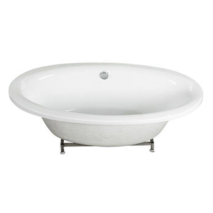 Drop in Soaking Bathtub White Oval Modern Back to Wall Acrylic Bath