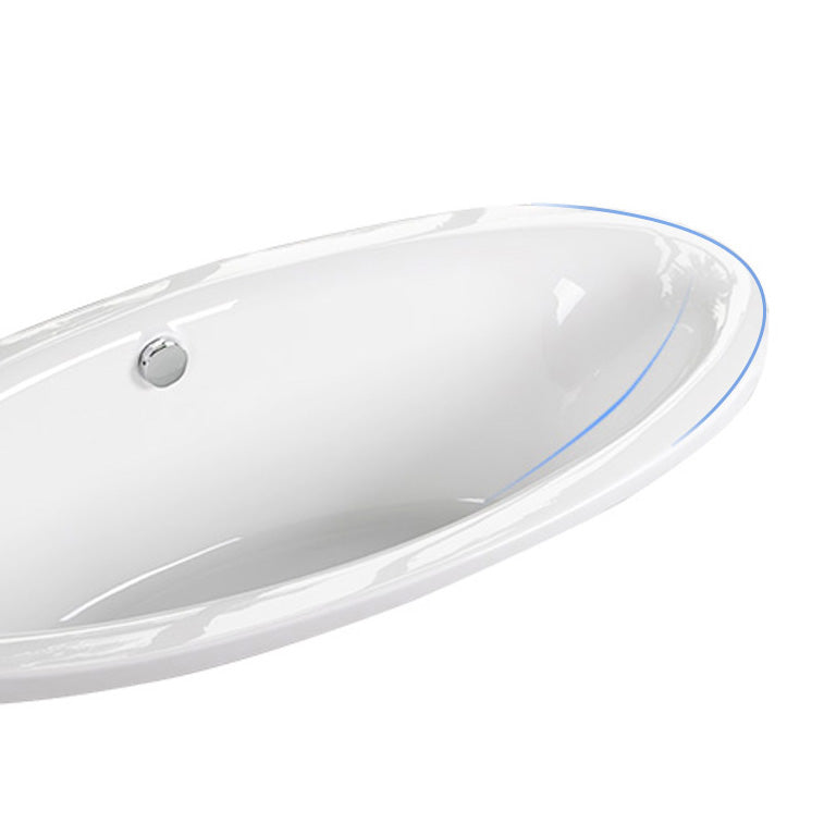 Drop in Soaking Bathtub White Oval Modern Back to Wall Acrylic Bath
