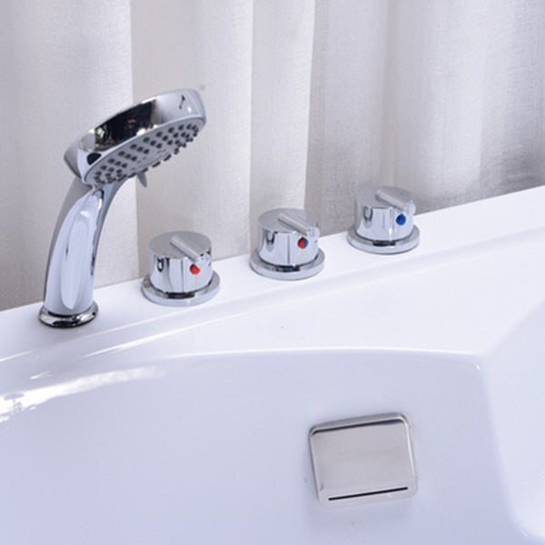 Acrylic Corner Soaking Bathtub Antique Finish Back to Wall Bath Tub