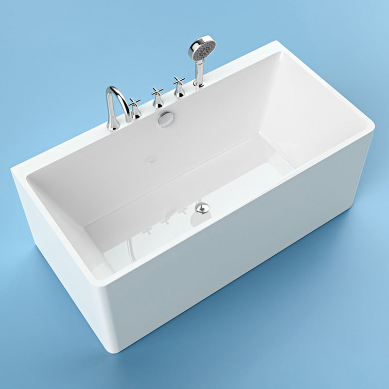 Rectangular Acrylic Soaking Bathtub Antique Finish Back to Wall Bath Tub