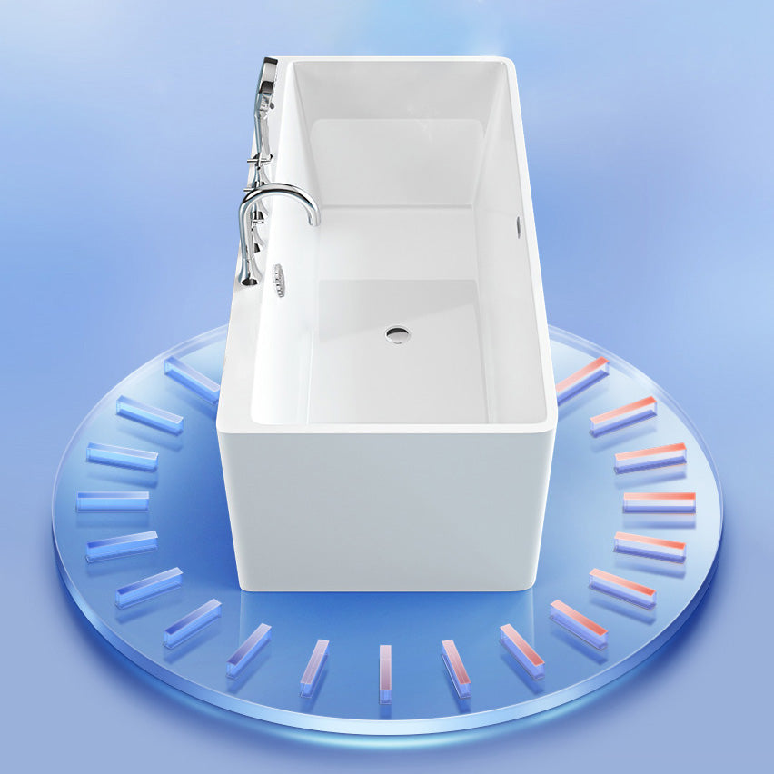 Rectangular Acrylic Soaking Bathtub Antique Finish Back to Wall Bath Tub