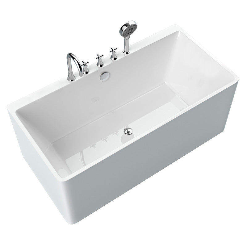 Rectangular Acrylic Soaking Bathtub Antique Finish Back to Wall Bath Tub