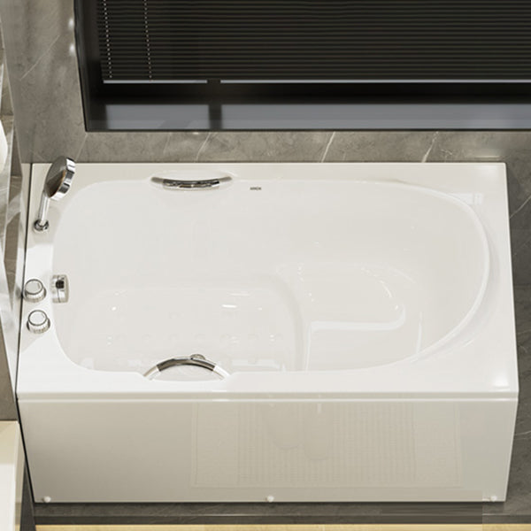 White Acrylic Bathtub Soaking Rectangular Modern Back to Wall Bath