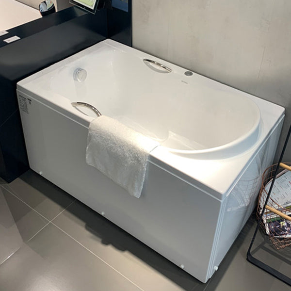 White Acrylic Bathtub Soaking Rectangular Modern Back to Wall Bath