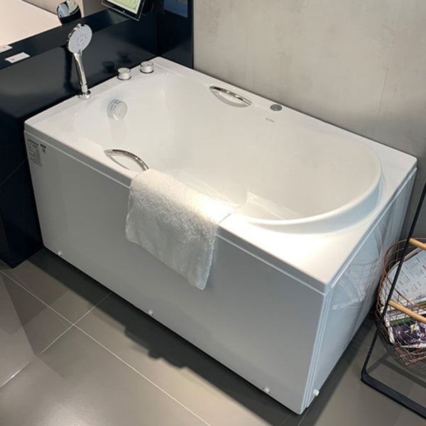 White Acrylic Bathtub Soaking Rectangular Modern Back to Wall Bath
