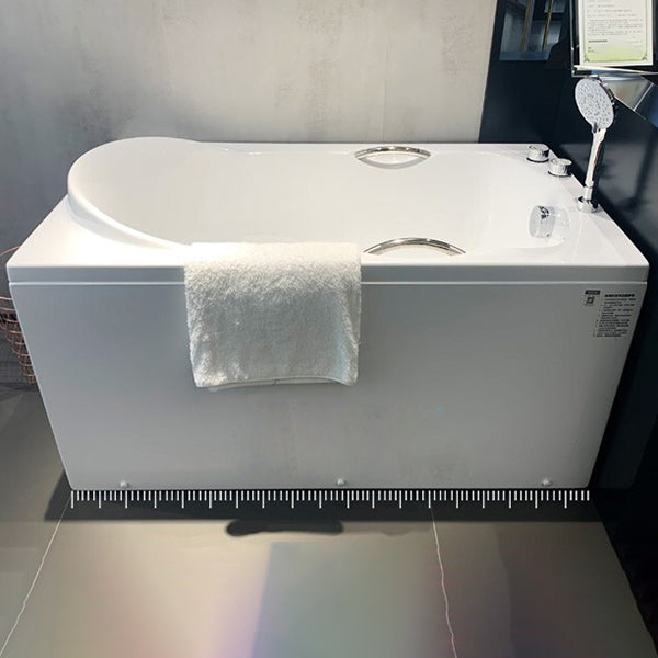 White Acrylic Bathtub Soaking Rectangular Modern Back to Wall Bath