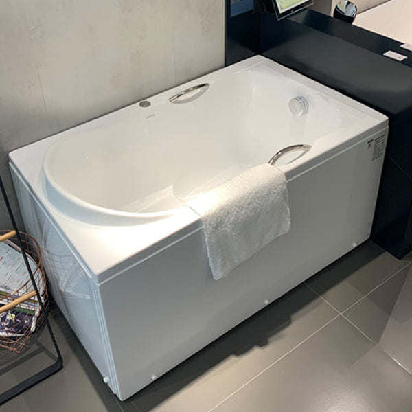 White Acrylic Bathtub Soaking Rectangular Modern Back to Wall Bath