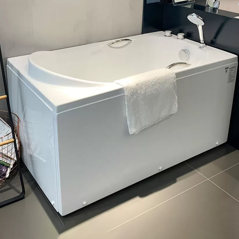 White Acrylic Bathtub Soaking Rectangular Modern Back to Wall Bath