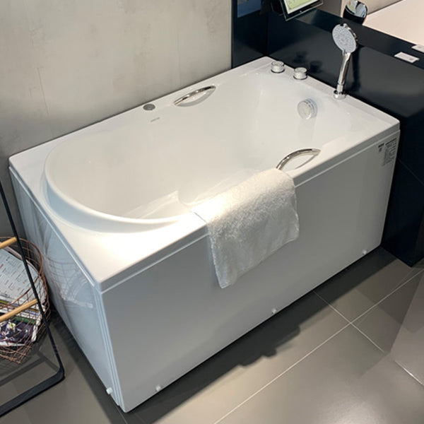 White Acrylic Bathtub Soaking Rectangular Modern Back to Wall Bath