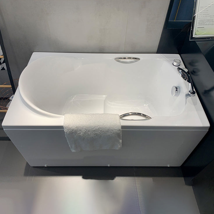 White Acrylic Bathtub Soaking Rectangular Modern Back to Wall Bath