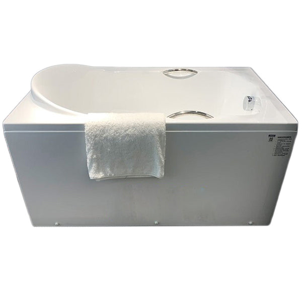 White Acrylic Bathtub Soaking Rectangular Modern Back to Wall Bath