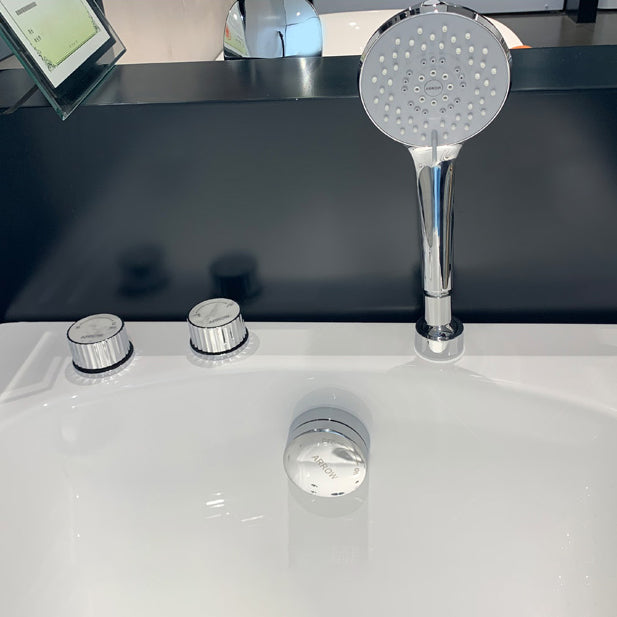 White Acrylic Bathtub Soaking Rectangular Modern Back to Wall Bath