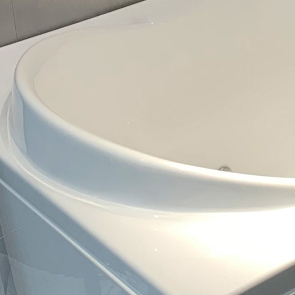 White Acrylic Bathtub Soaking Rectangular Modern Back to Wall Bath