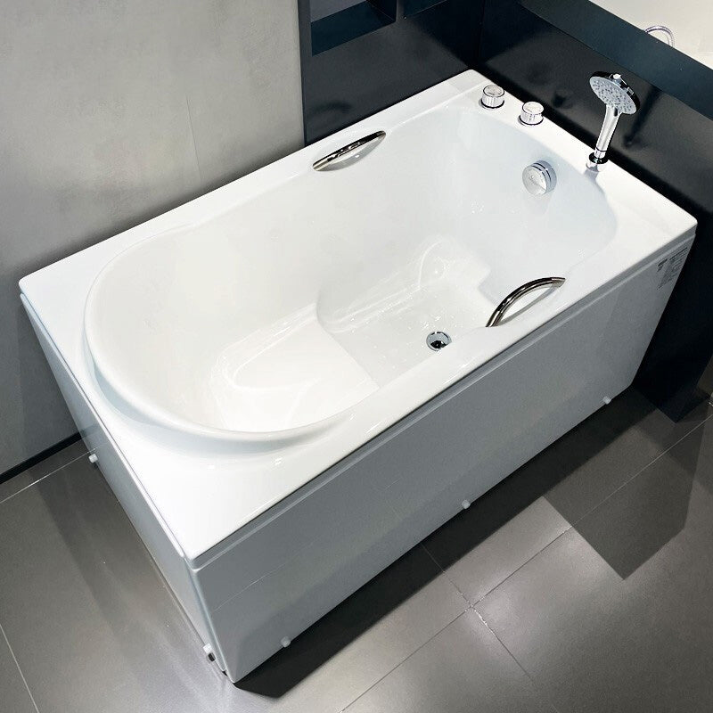 White Acrylic Bathtub Soaking Rectangular Modern Back to Wall Bath