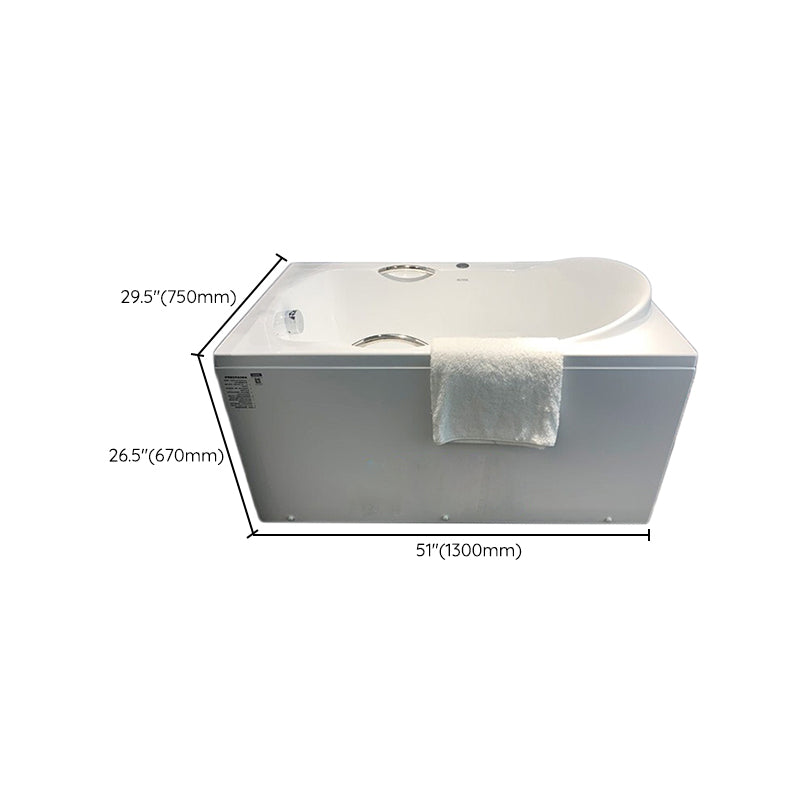 White Acrylic Bathtub Soaking Rectangular Modern Back to Wall Bath